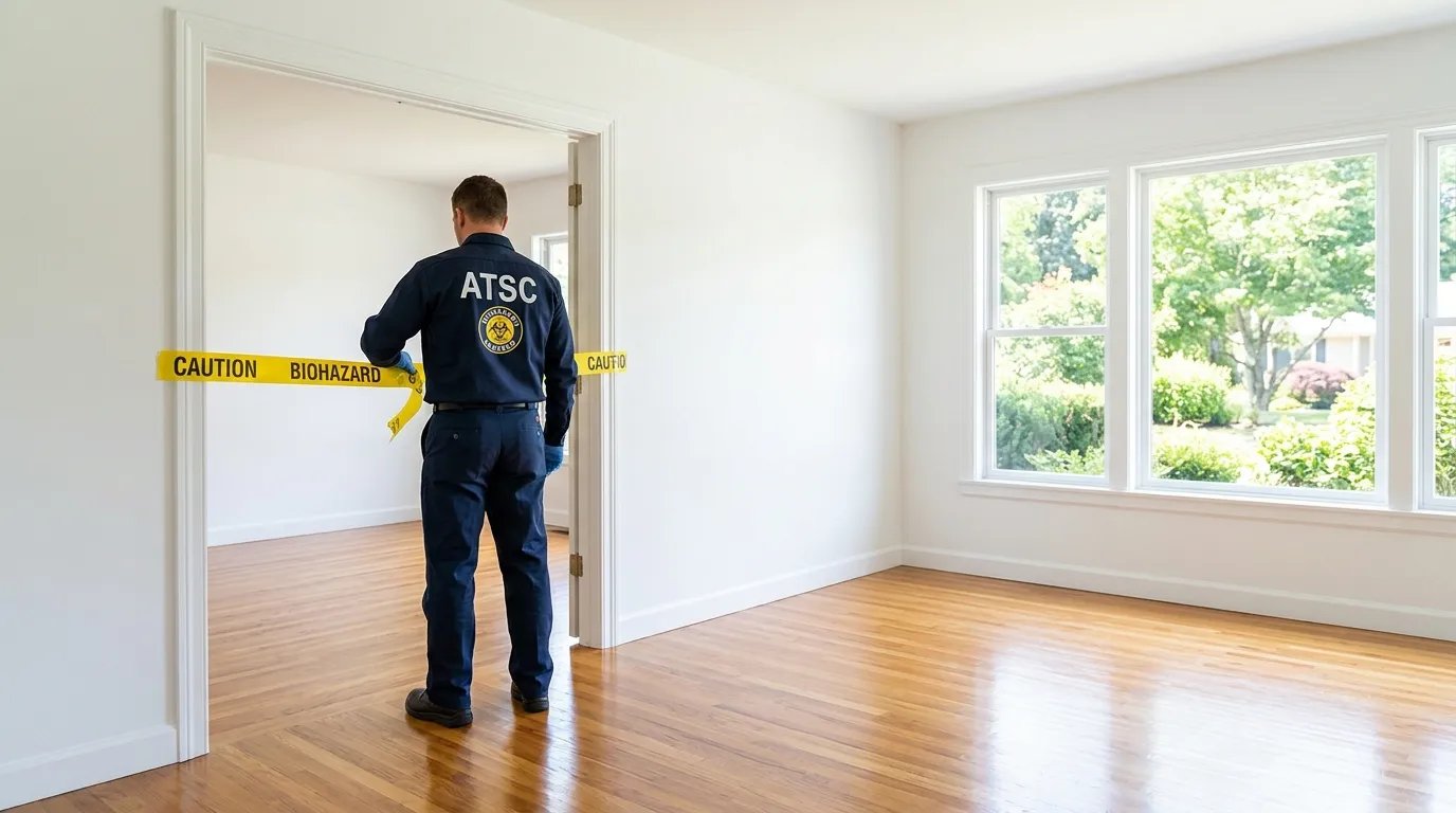 Certified biohazard cleanup crew performing Decomposition Cleanup in Fort Salonga